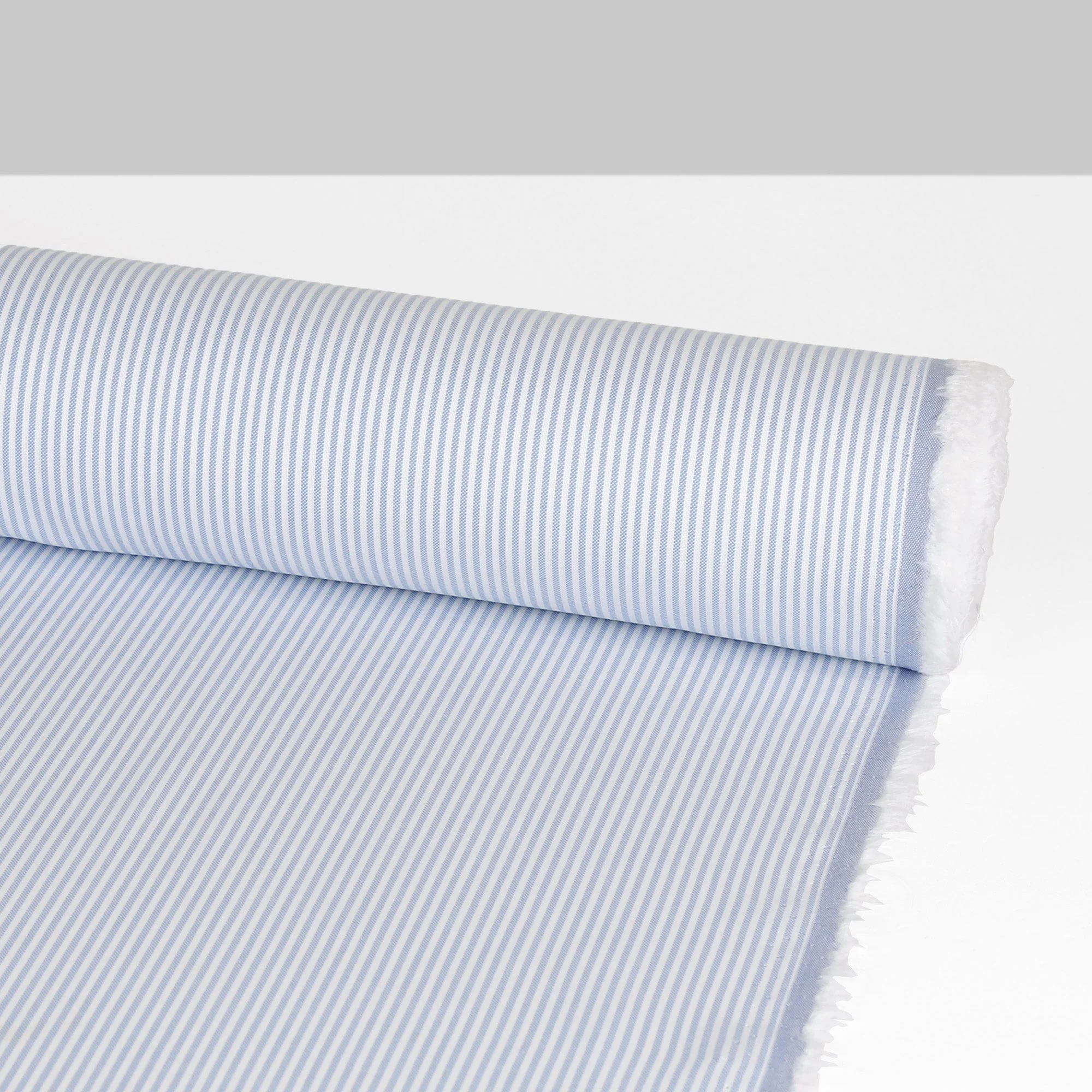 Striped Oxford Cotton Shirting - Blue - Image 3