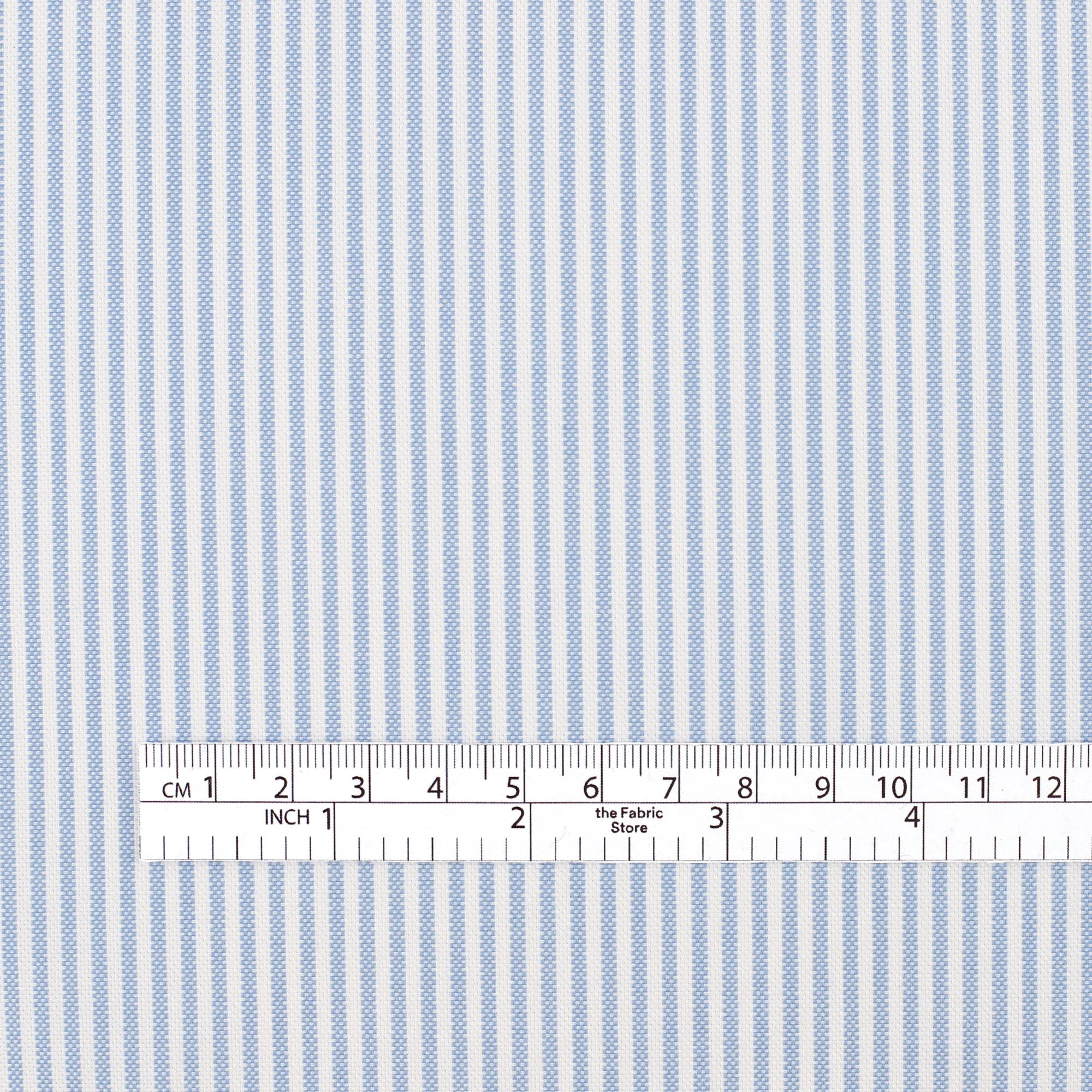 Striped Oxford Cotton Shirting - Blue - Image 4