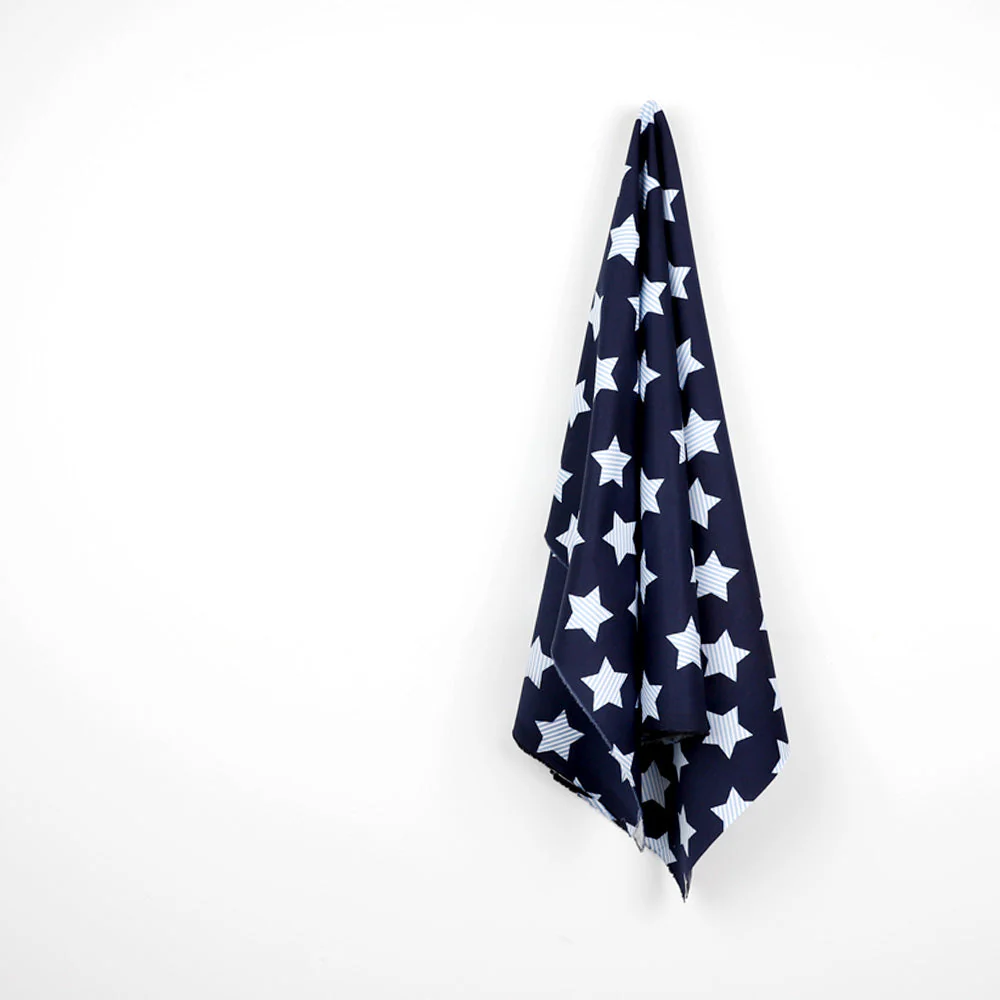 Striped Star Stretch Cotton Sateen - Navy - Image 2
