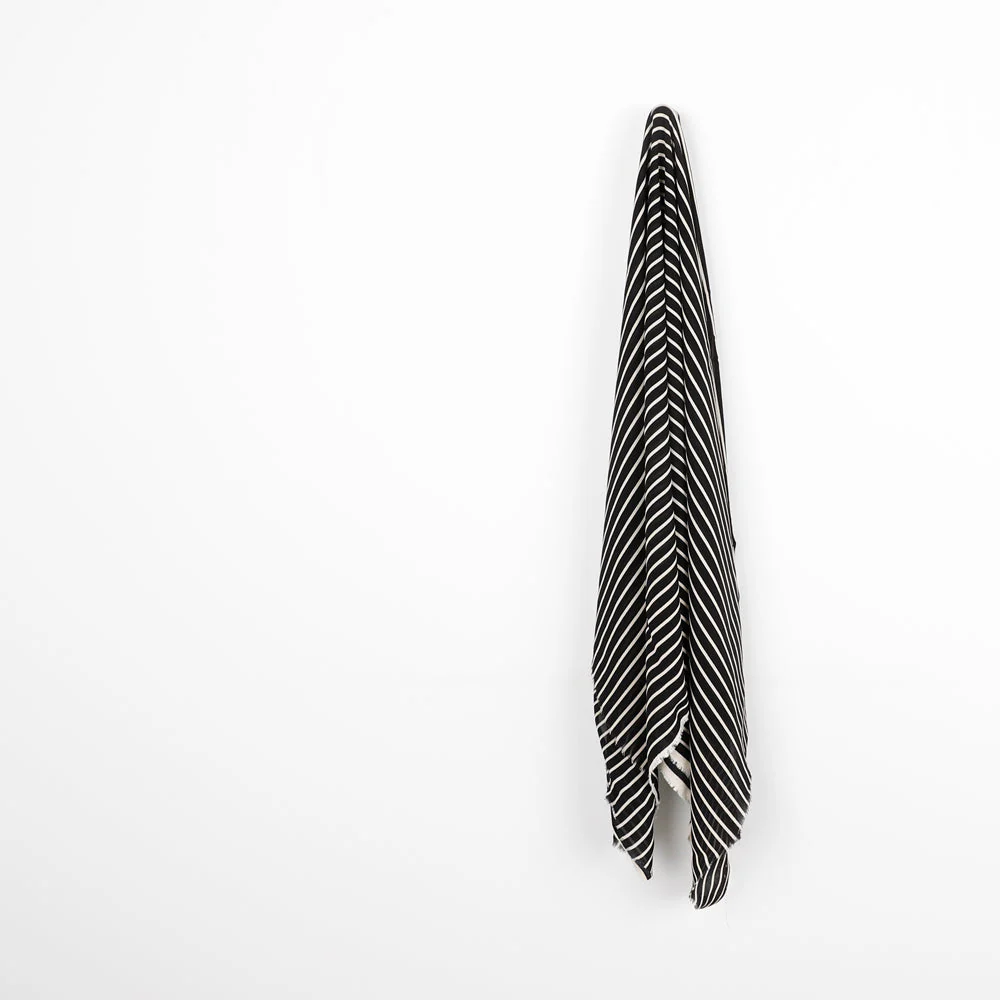 Striped Viscose Georgette - Black/Cream - Image 2