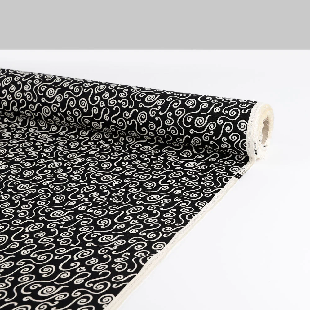 Swirl Viscose Crepe - Black - Image 3