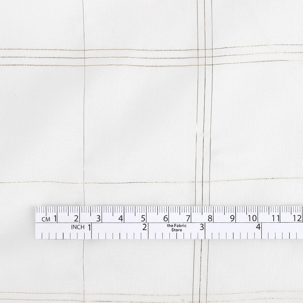 Tri Windowpane Check Silk Chiffon - Gold - Image 4