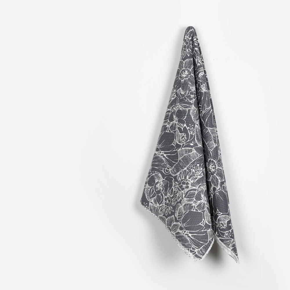 Tropical Flowers Stretch Cotton Check - Storm - Image 2