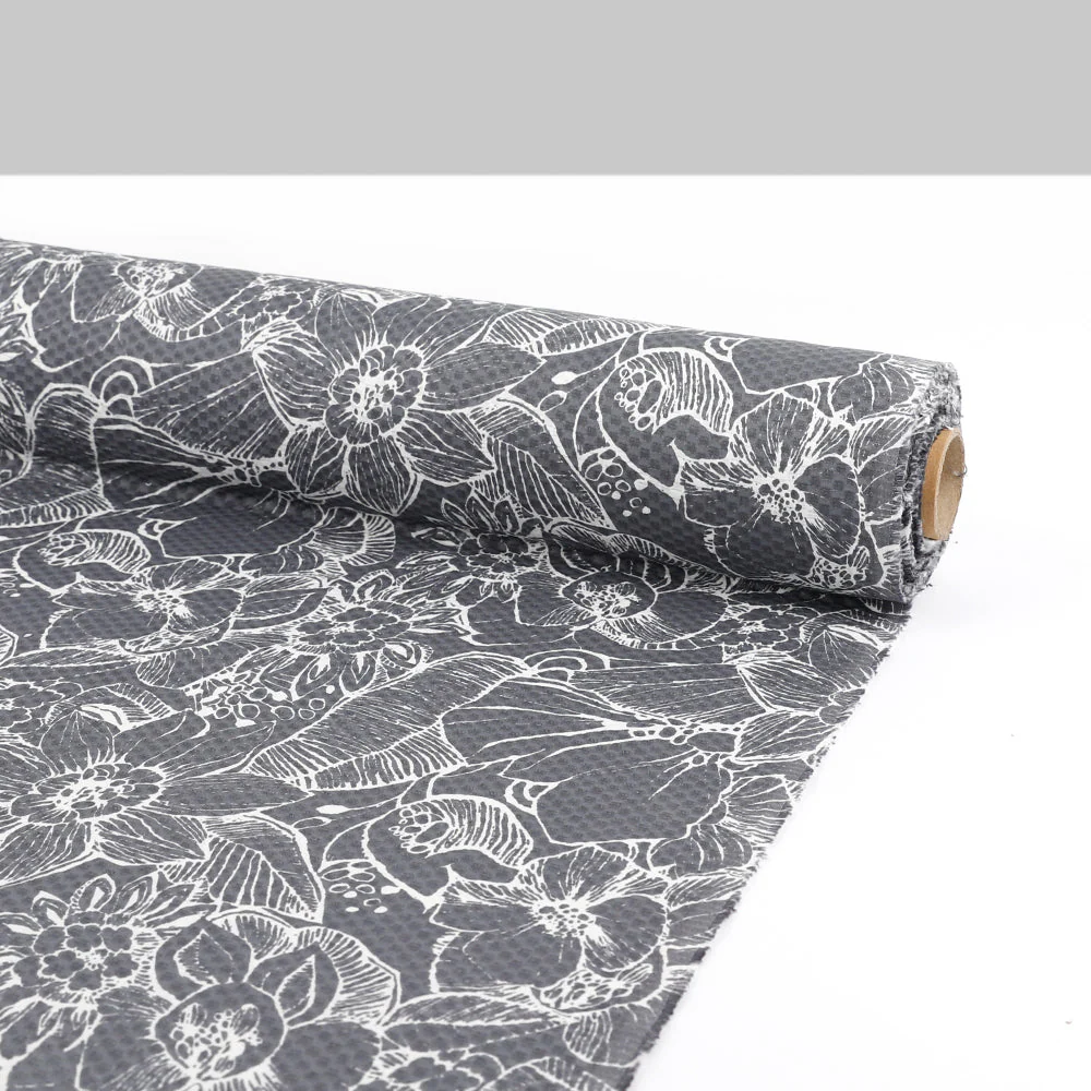 Tropical Flowers Stretch Cotton Check - Storm - Image 3