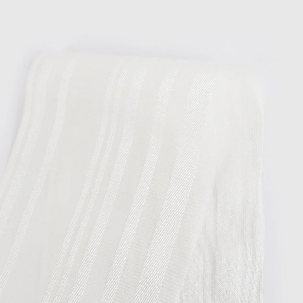Twill Stripe Sheer Silk - White