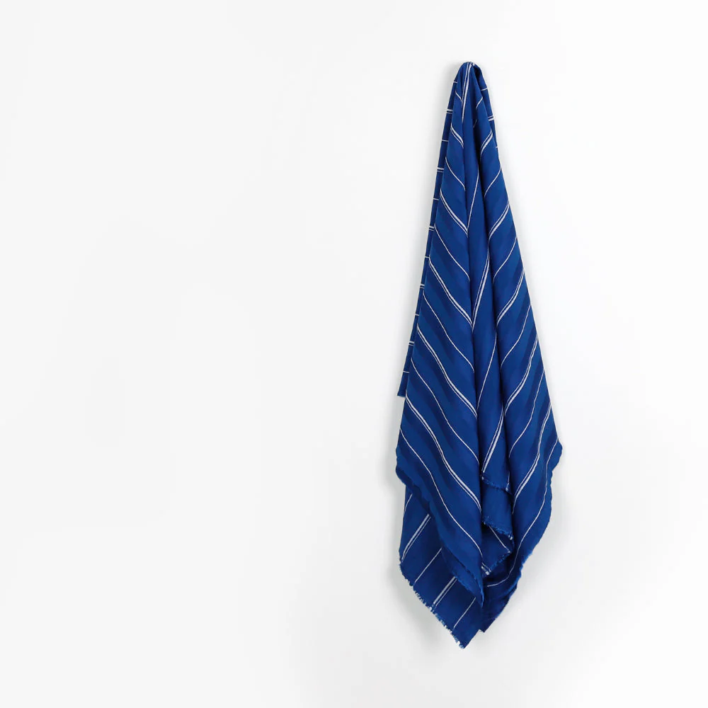 Twill Weft Stripe Viscose/Poly - Sapphire - Image 2