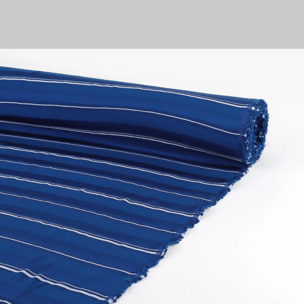 Twill Weft Stripe Viscose/Poly - Sapphire - Image 3