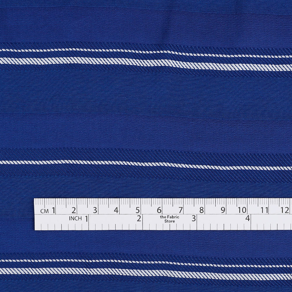 Twill Weft Stripe Viscose/Poly - Sapphire - Image 4