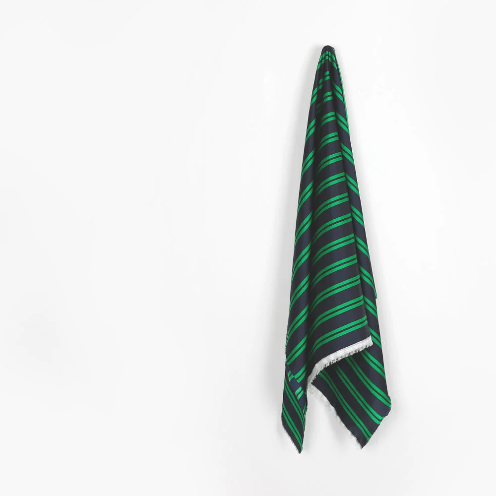 Twin Stripe Poly Twill - Ink/Emerald - Image 2