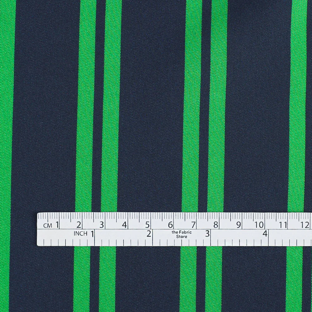 Twin Stripe Poly Twill - Ink/Emerald - Image 4