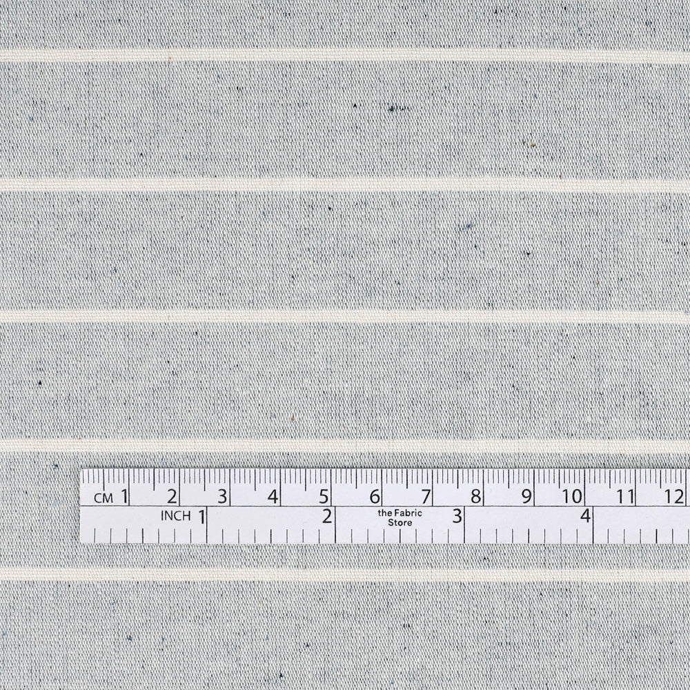 Upcycled Wide Striped Chambray – Blue/Ecru - Image 4