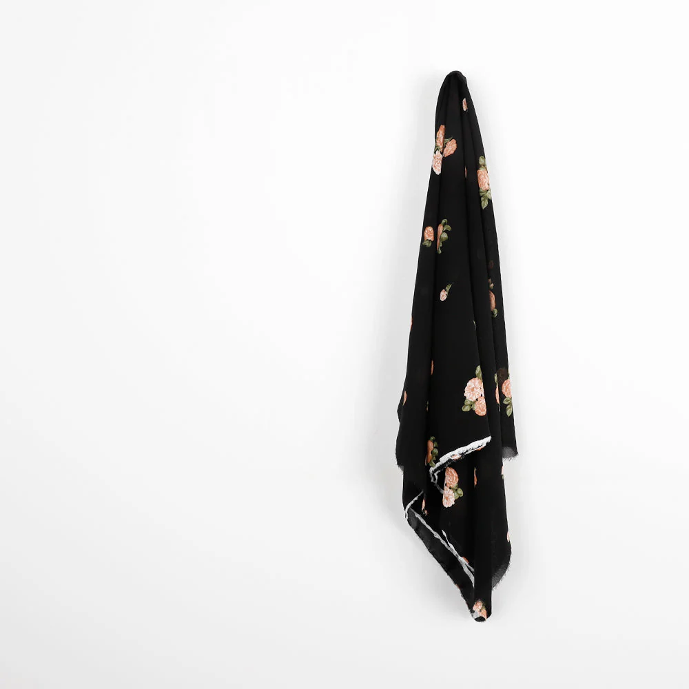 Vintage Rose Viscose Georgette - Black - Image 2
