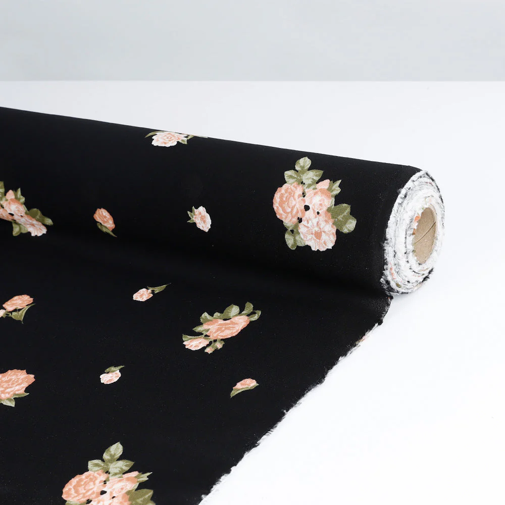 Vintage Rose Viscose Georgette - Black - Image 3