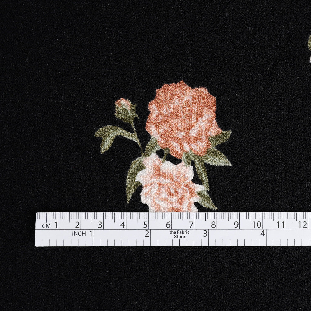 Vintage Rose Viscose Georgette - Black - Image 4