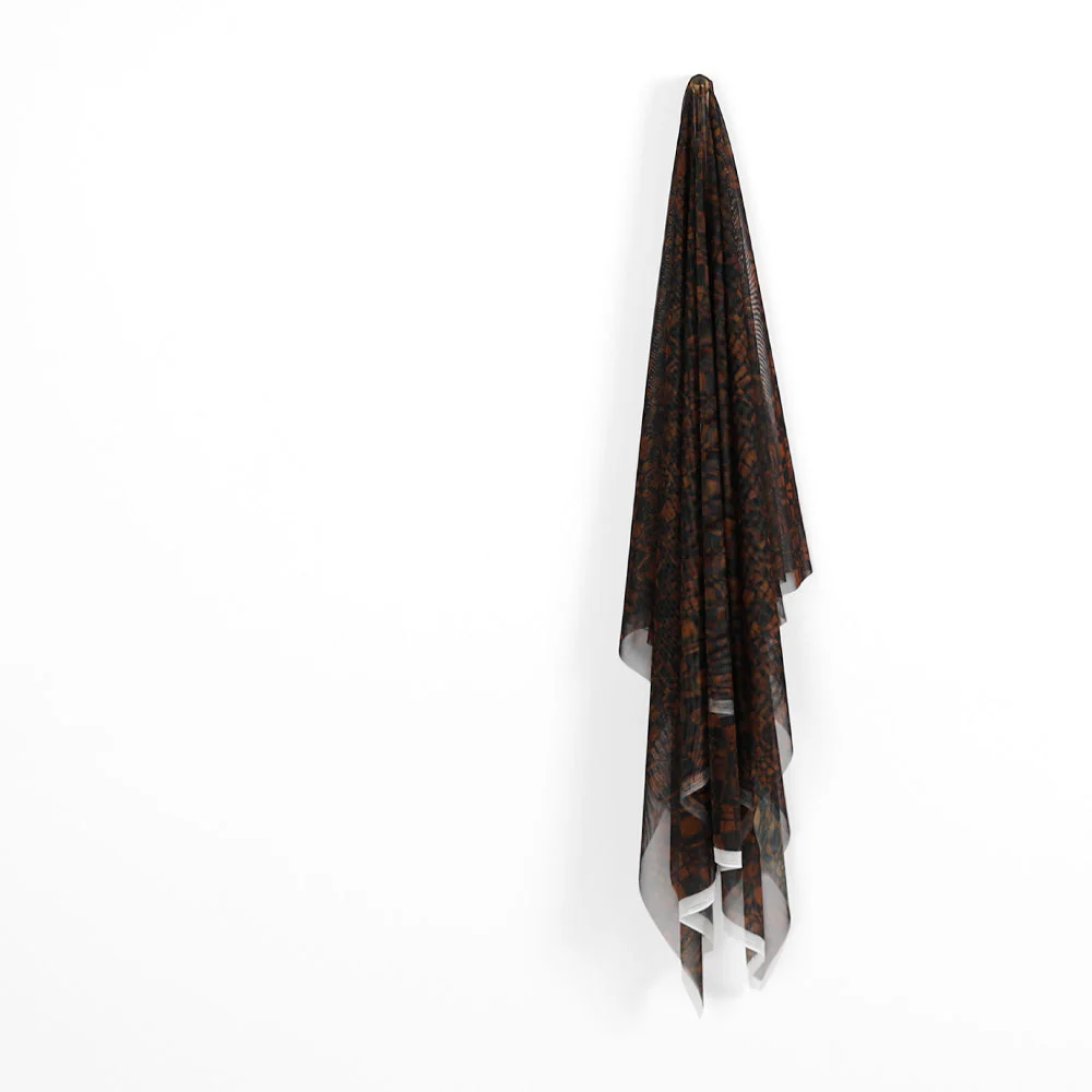 Warped Checkerboard Stretch Mesh - Black Coffee - Image 2