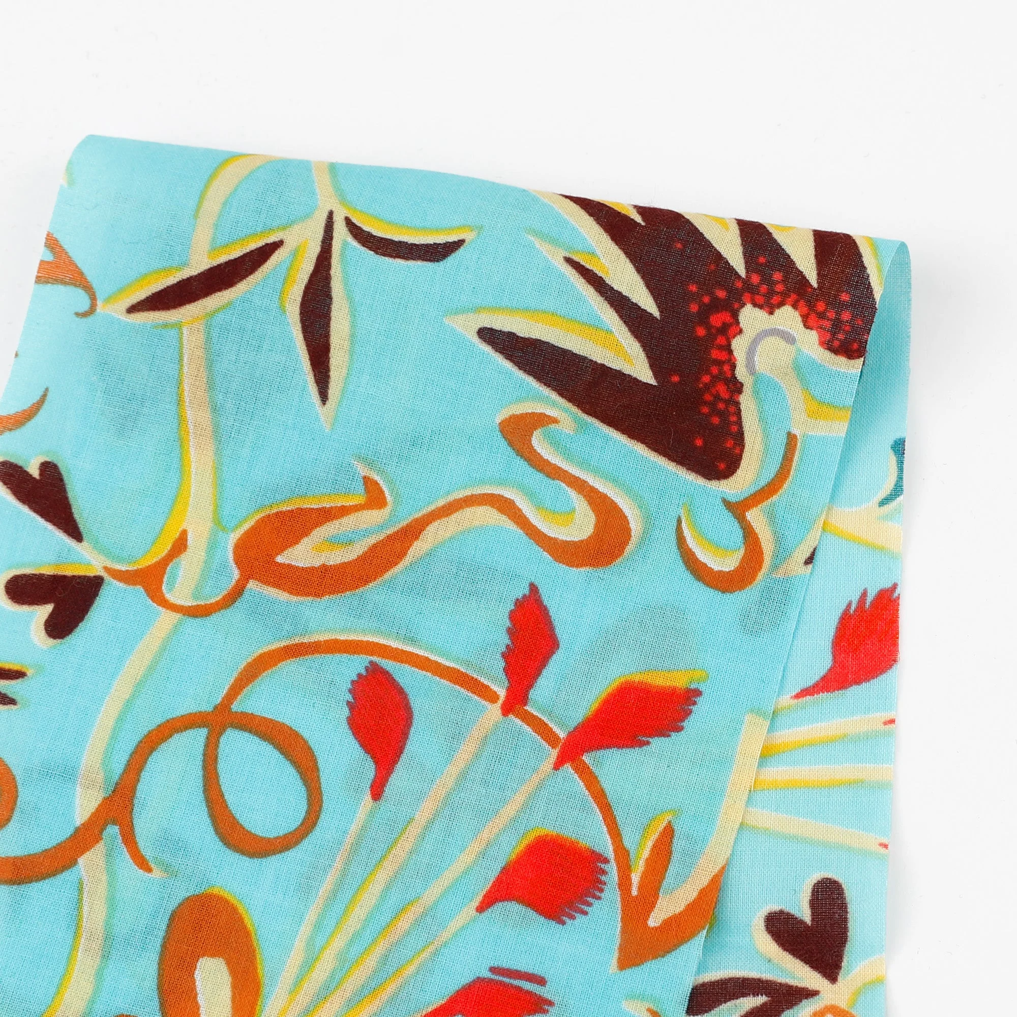Whimsy Flourish Cotton Voile - Aqua