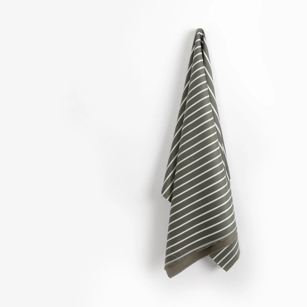 Wool Blend Stripe Suiting - Army/White - Image 2