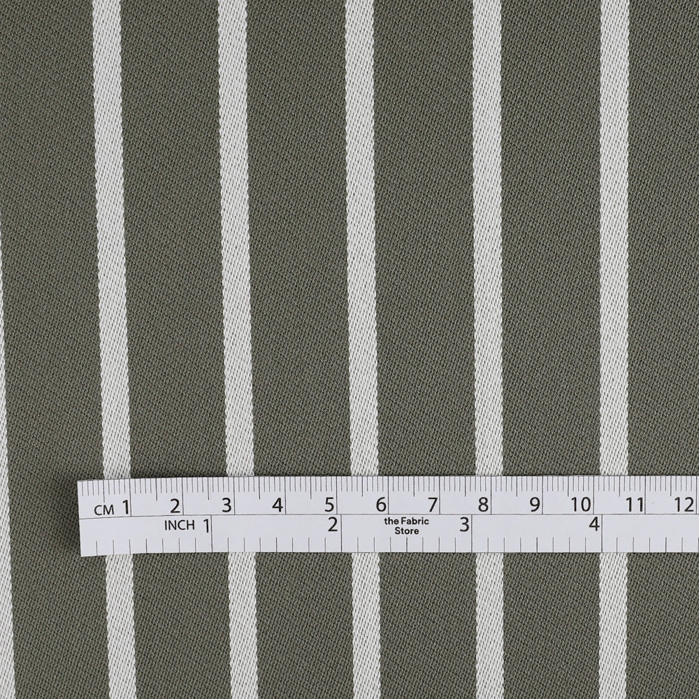 Wool Blend Stripe Suiting - Army/White - Image 4
