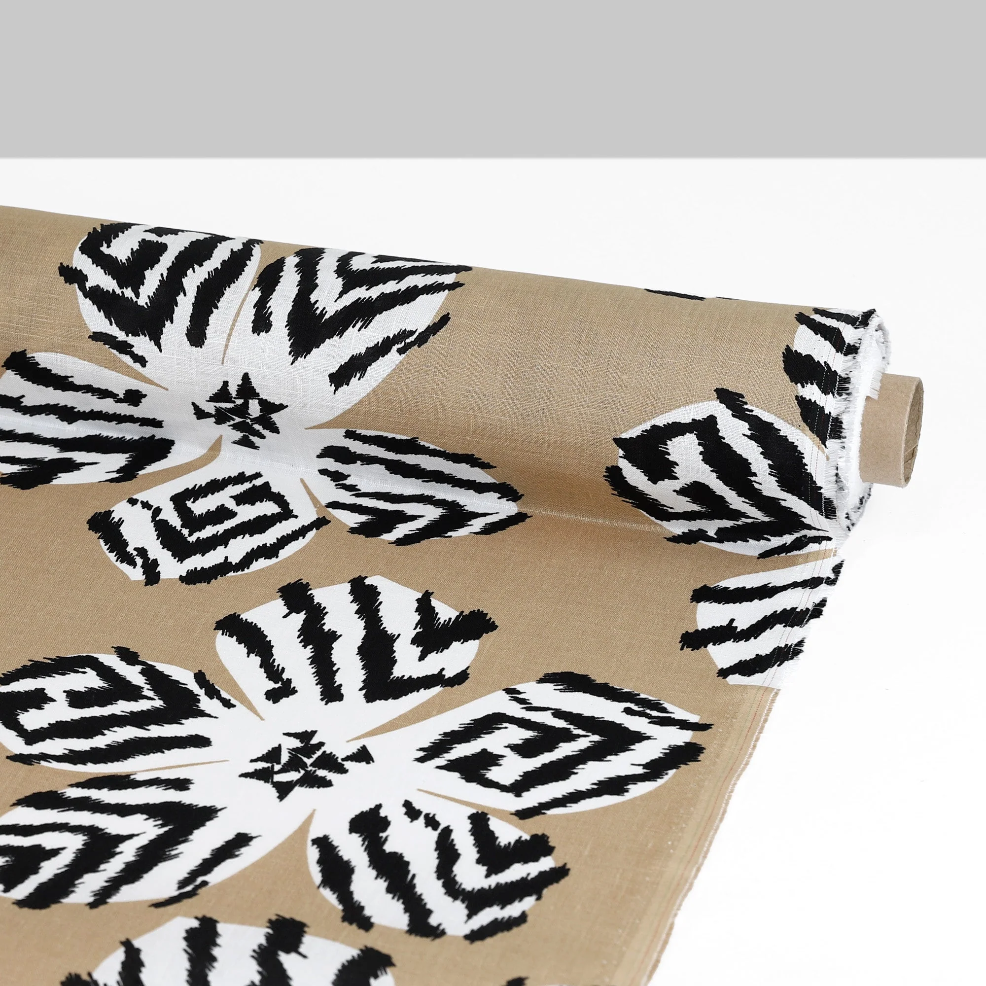 Zebra Flower Linen - Sand - Image 3