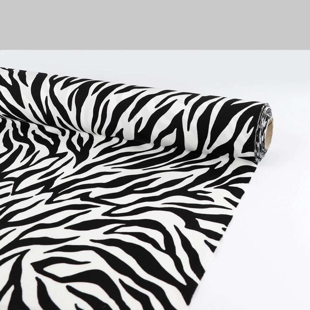 Zebra Print Cotton Poplin - White - Image 3
