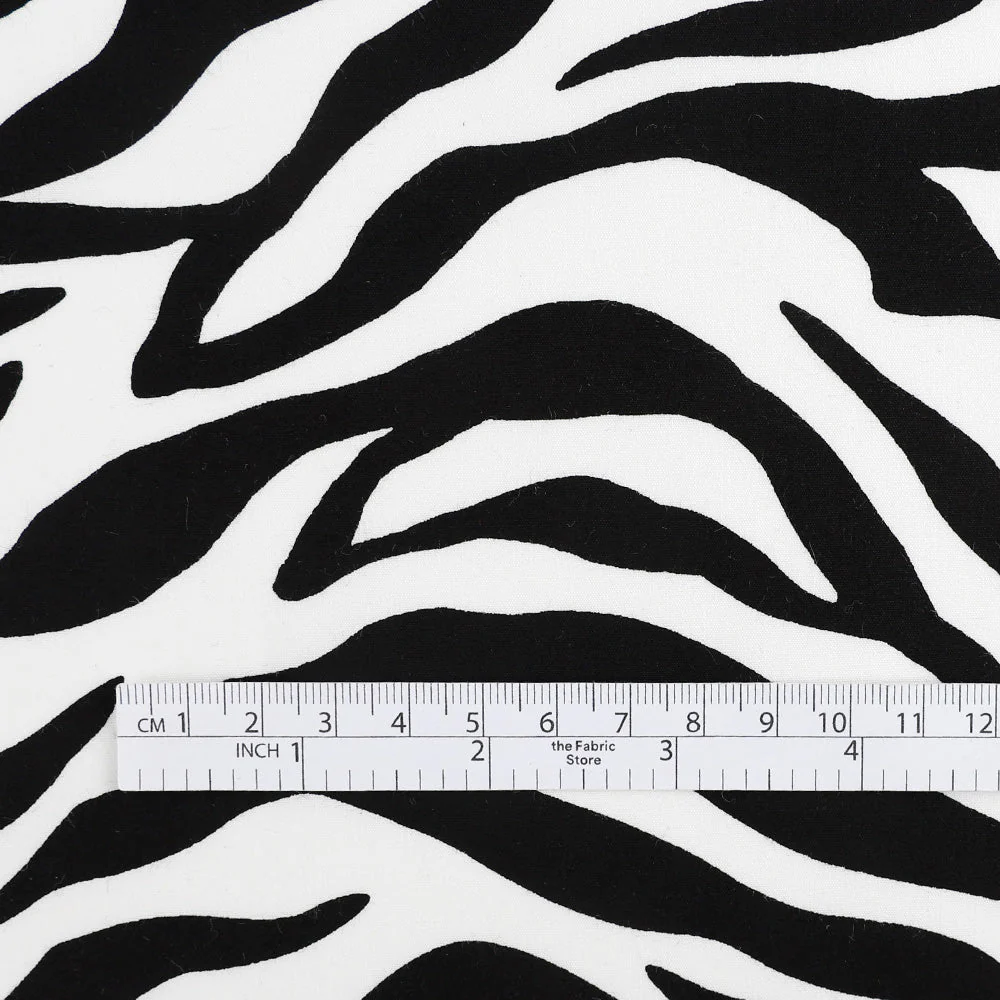 Zebra Print Cotton Poplin - White - Image 4