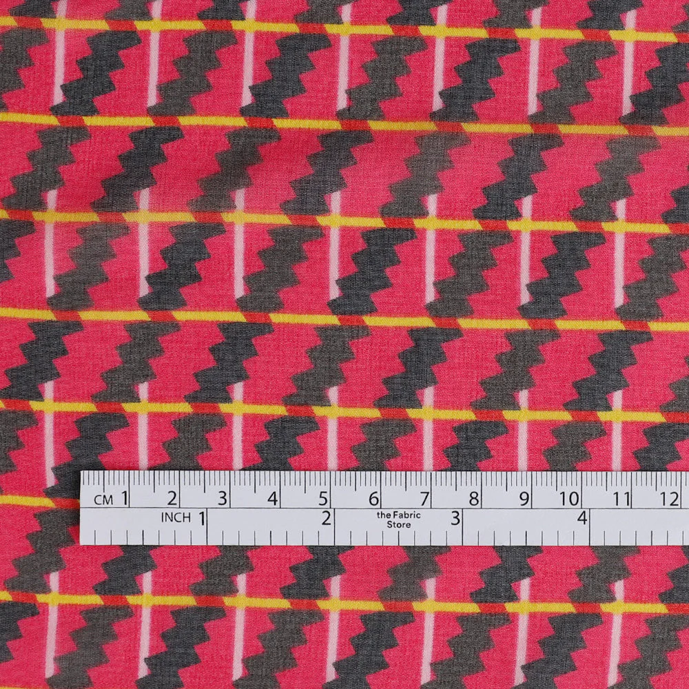 Zig Zag Stripe Silk Georgette - Hot Pink - Image 4